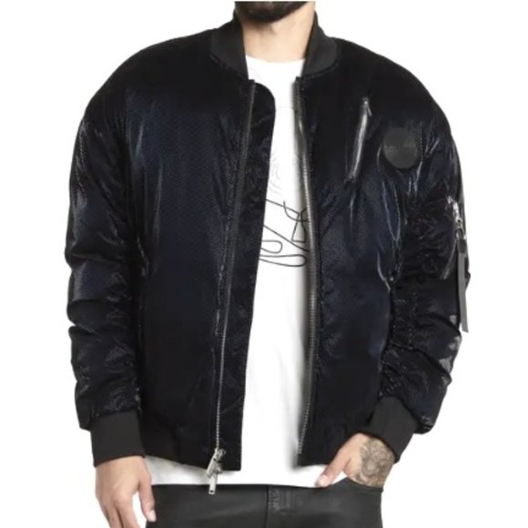 Karl Lagerfeld Paris Flocked Liquid Bomber Jacket NWT